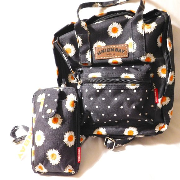 Union Bay Mini Backpack and Phone Case Wallet with Sunflower Designs NWT - Picture 1 of 10